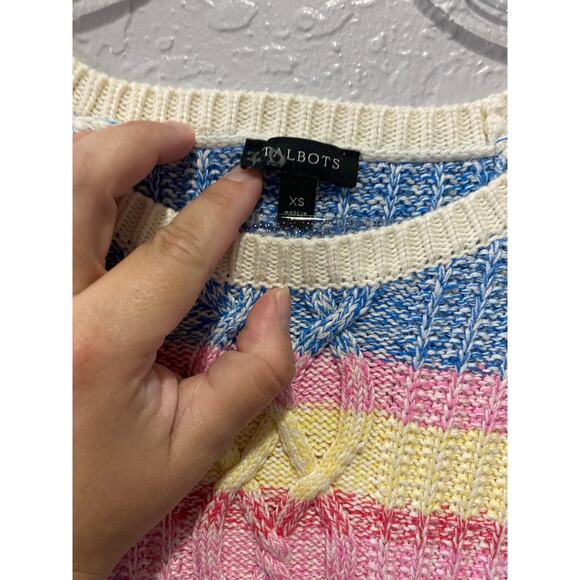 Talbots Cable Knit Colorful Pullover Sweater Size XS - Picture 4 of 6